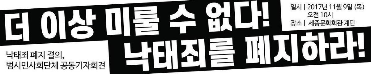 낙태죄 폐지 결의, 범시민사회단체 공동기자회견 : 더 이상 미룰 수 없다! 낙태죄를 폐지하라!