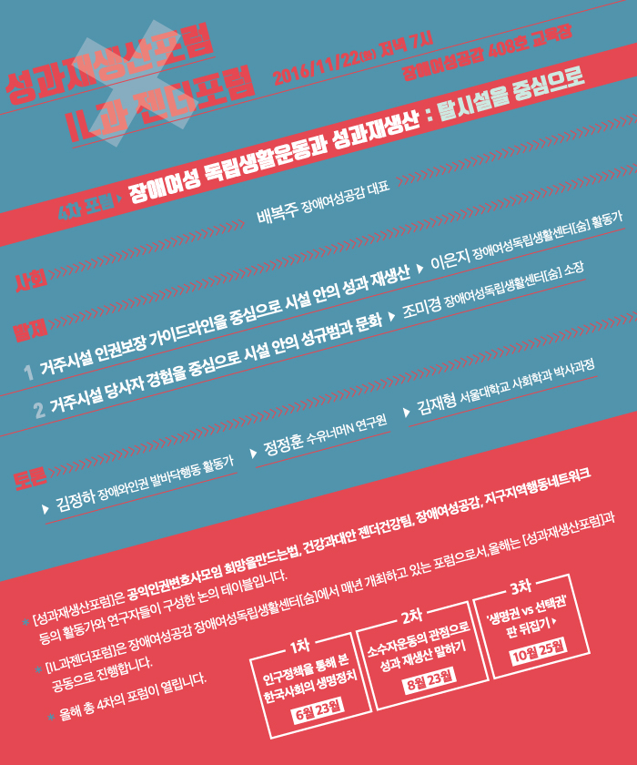 [성과 재생산 포럼 x IL과 젠더포럼] 4차포럼 - 장애여성 독립생활운동과 성과재생산 : 탈시설을 중심으로